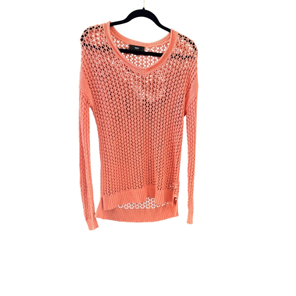 Mossimo 2010s Womens Coral Pink Open Knit Sweater S Festival Beach Rave Summer